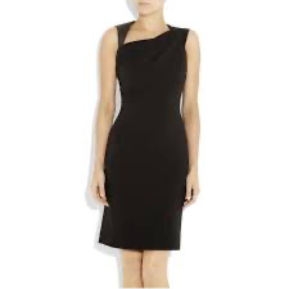 KAUFMANFRANCO Black Asymmetrical Neckline Sheath Dress 42/ US6 $1995 Retail - Picture 1 of 12